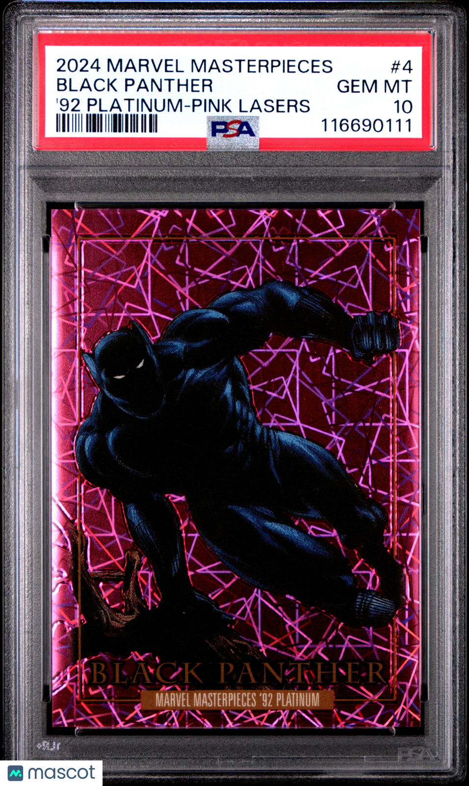2024 Marvel Masterpieces &#39;92 Platinum Black Panther Pink Lasers PSA 10
