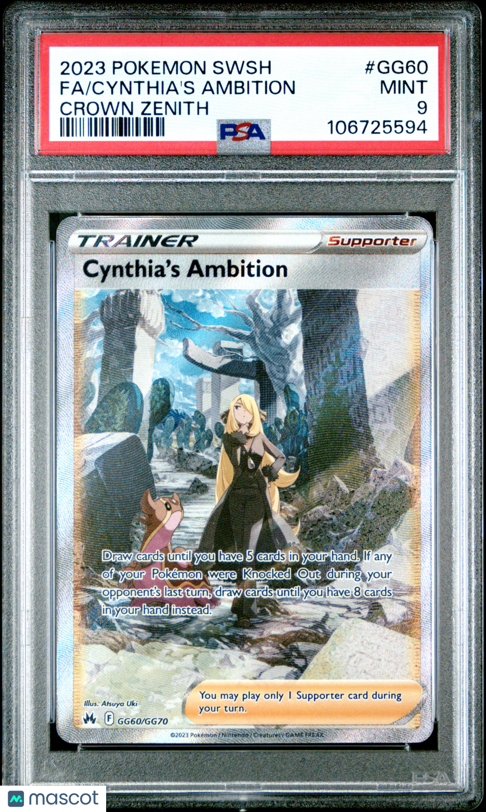 2023 Pokemon Sword And Shield Crown Zenith Fa/Cynthia&#39;S Ambition PSA 9
