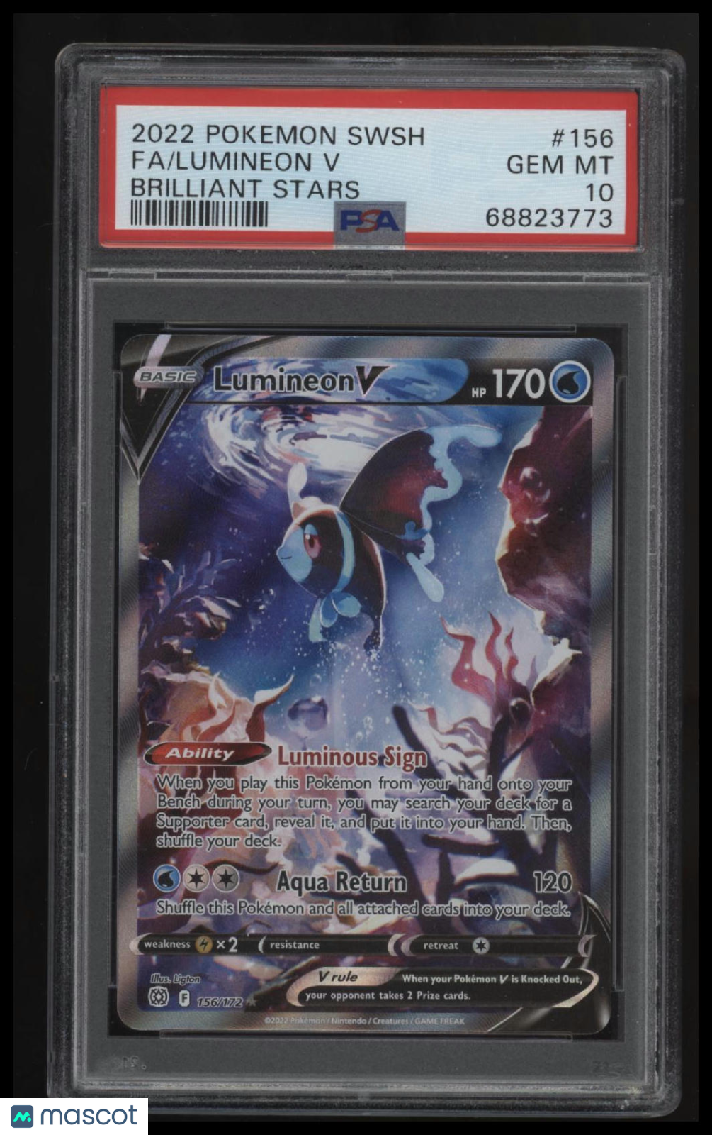 2022 Pokemon Sword & Shield Brilliant Stars Fa/Lumineon V Brilliant Stars PSA 10
