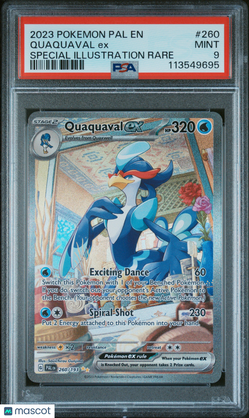 2023 Pokemon Pal En-Paldea Evolved Quaquaval Ex Special Illustration Rare PSA 9