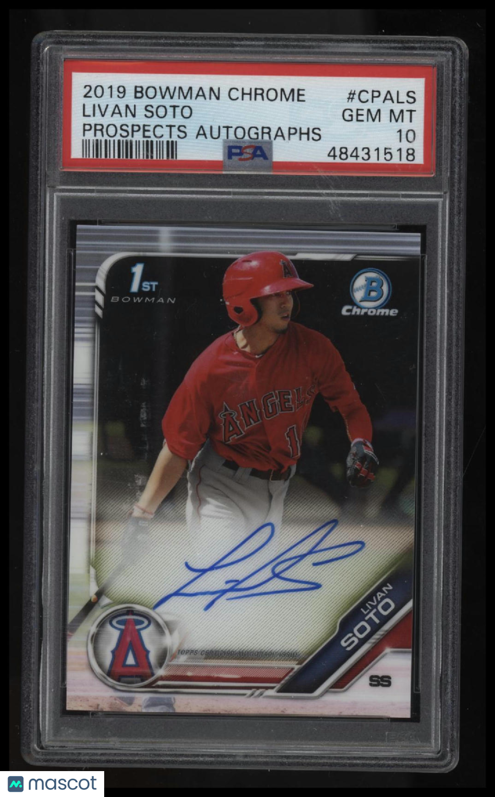 2019 Bowman Chrome Prospects Autographs Livan Soto PSA 10