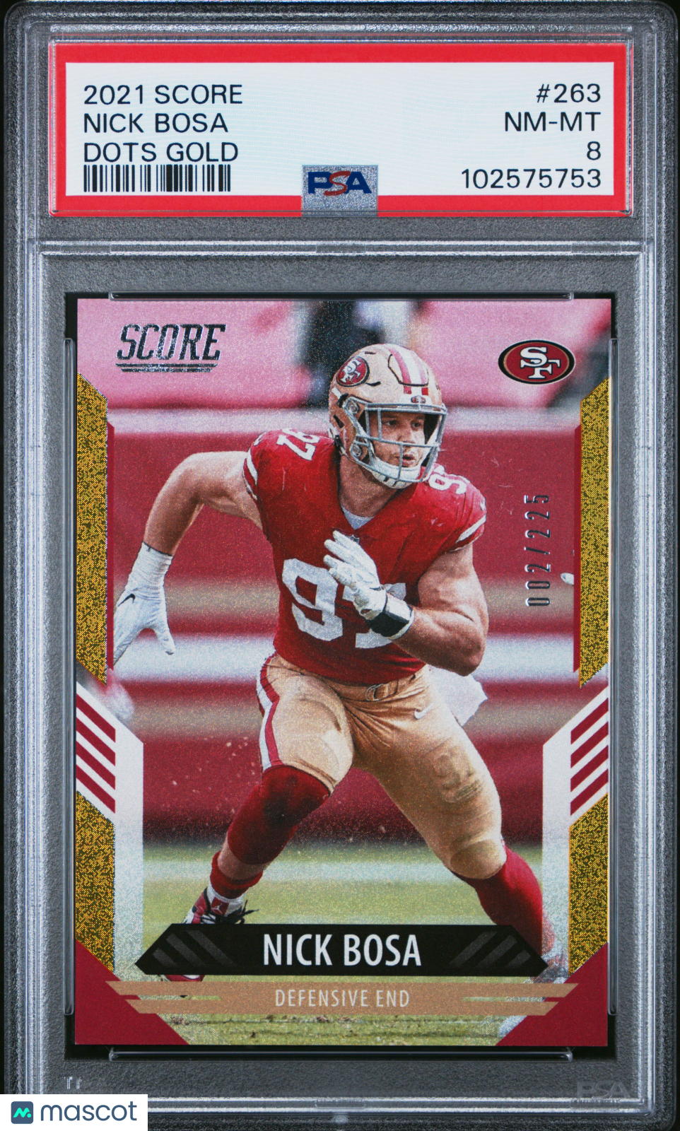 2021 Panini Score Nick Bosa Dots Gold PSA 8