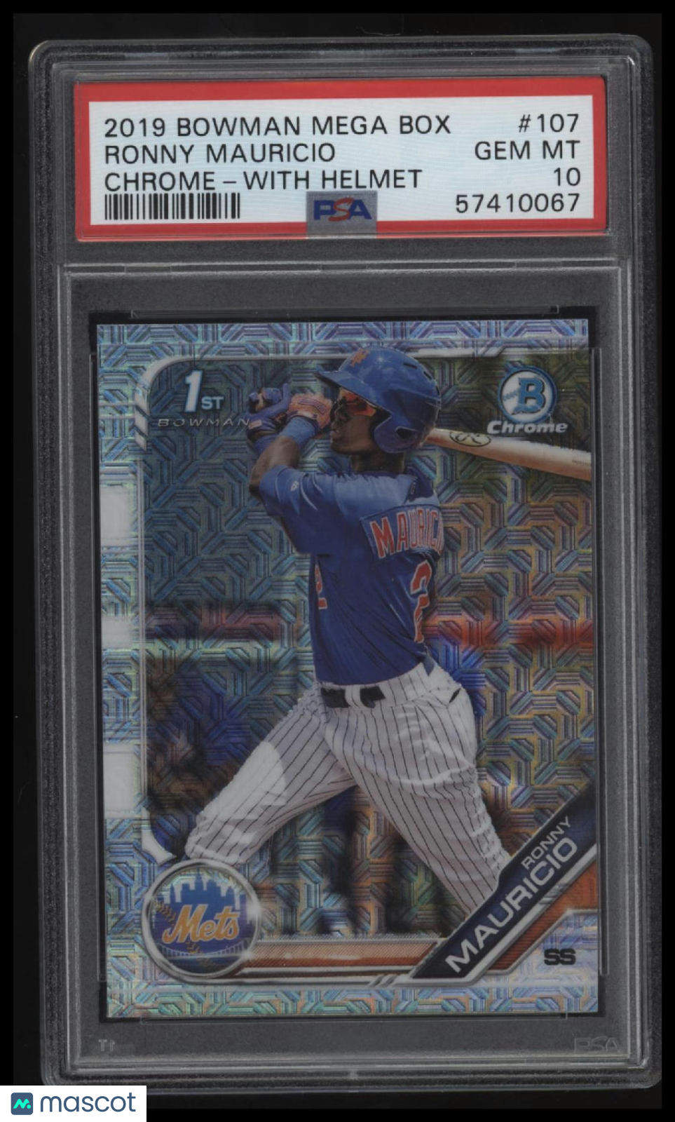 2019 Bowman Mega Box Chrome Ronny Mauricio Chrome-With Helmet PSA 10