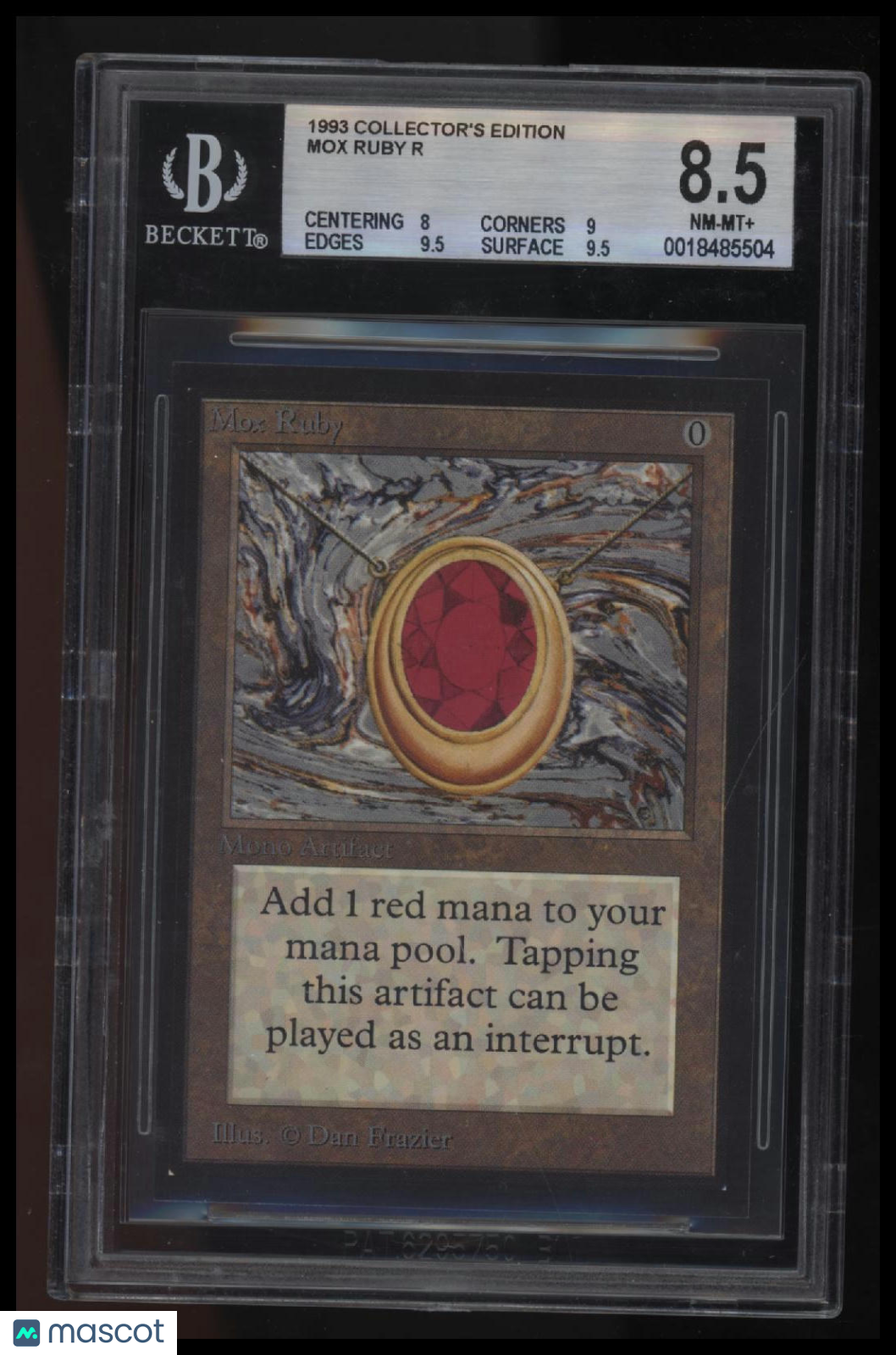 1993 Magic The Gathering Collector&#39;s Edition Mox Ruby R BGS 8.5