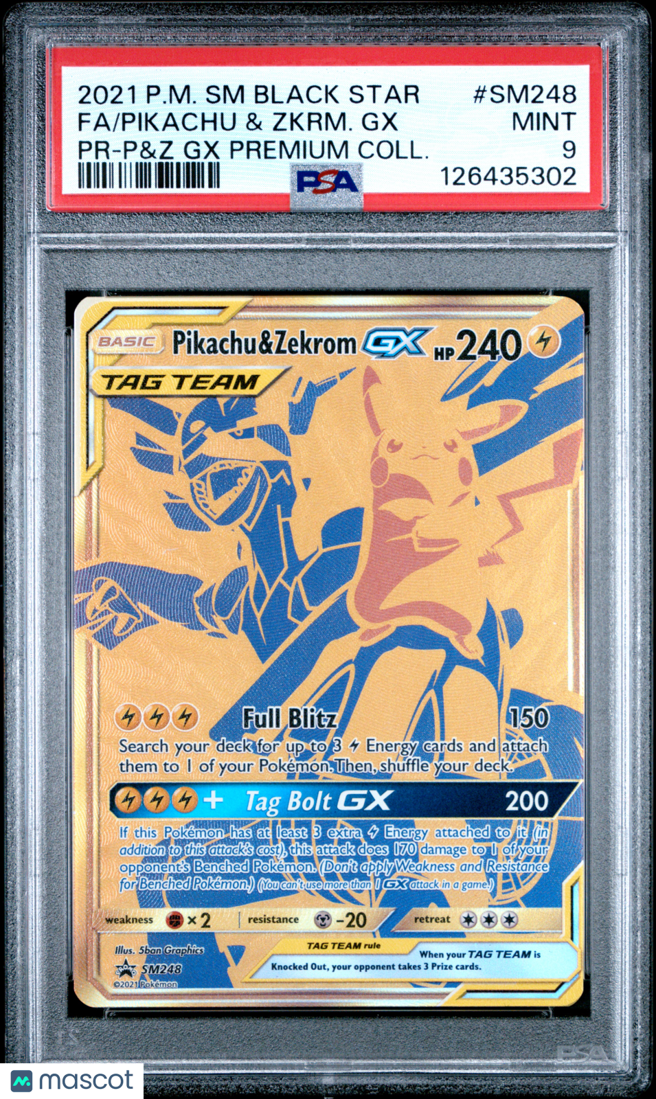 2021 Pokemon Sm Black Star Promo Fa/Pikachu &amp; Zkrm. Gx Pr-P&amp;Z Gx PSA 9
