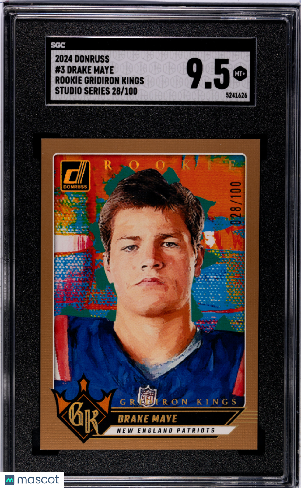 2024 Donruss Drake Maye Rookie Gridiron Kings Studio Series SGC 9.5