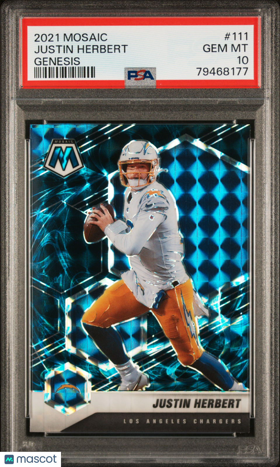 2021 Panini Mosaic Justin Herbert Genesis PSA 10