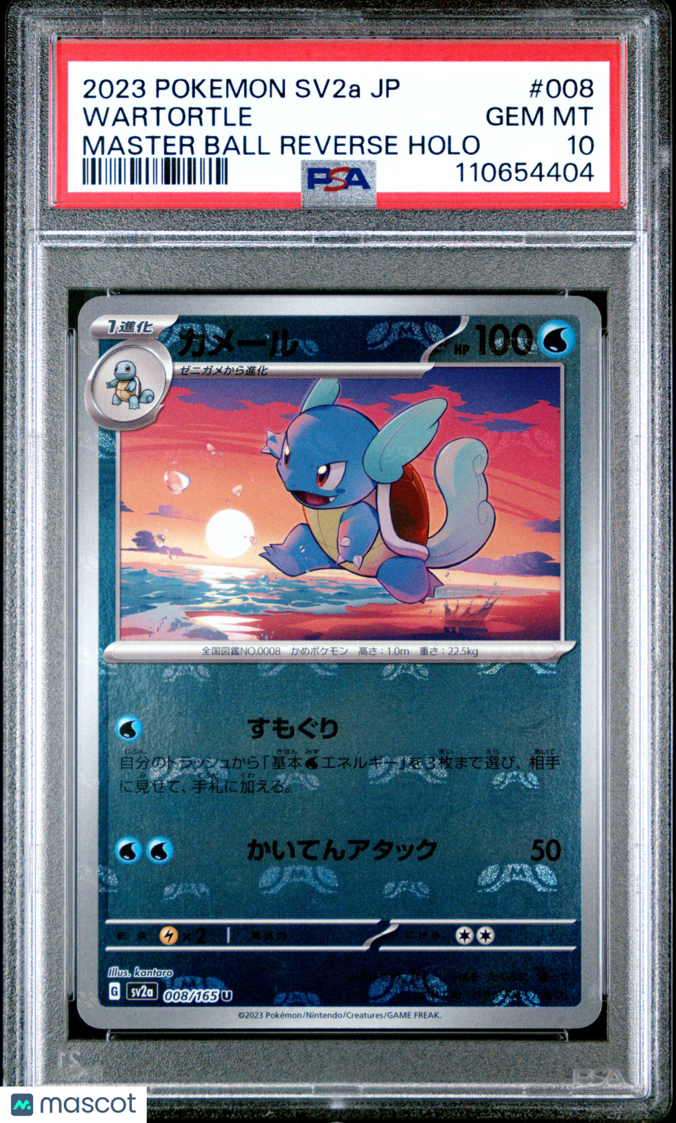 2023 Pokemon Japanese 151 #008 Wartortle Master Ball Reverse Holo PSA 10