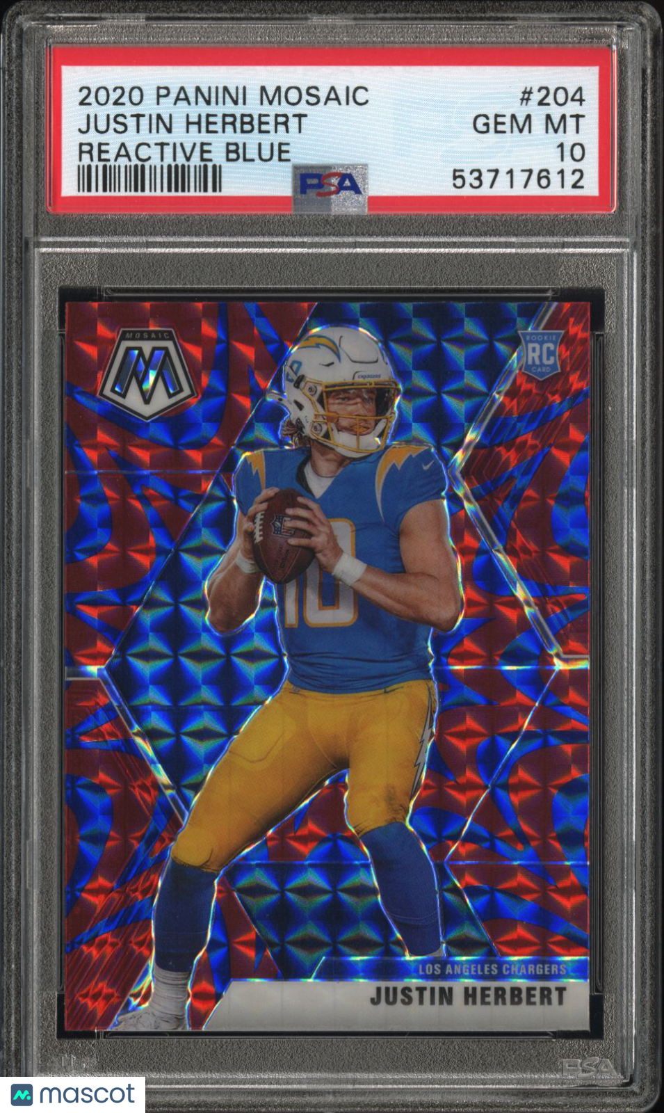 2020 Panini Mosaic Justin Herbert Reactive Blue PSA 10