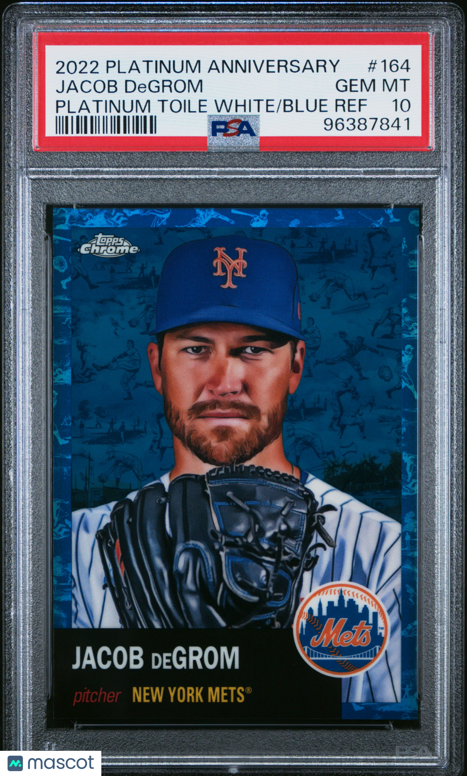 2022 Topps Chrome Platinum Anniversary Jacob Degrom Toile White/Blue Ref PSA 10