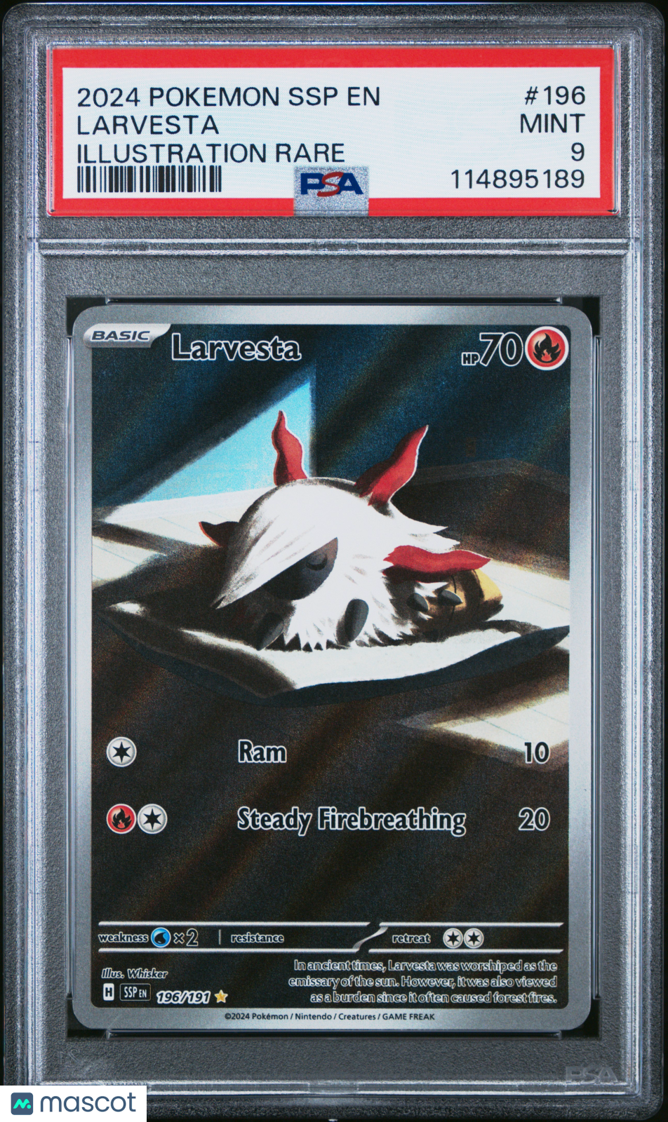 2024 Pokemon Ssp En-Surging Sparks Larvesta Illustration Rare PSA 9