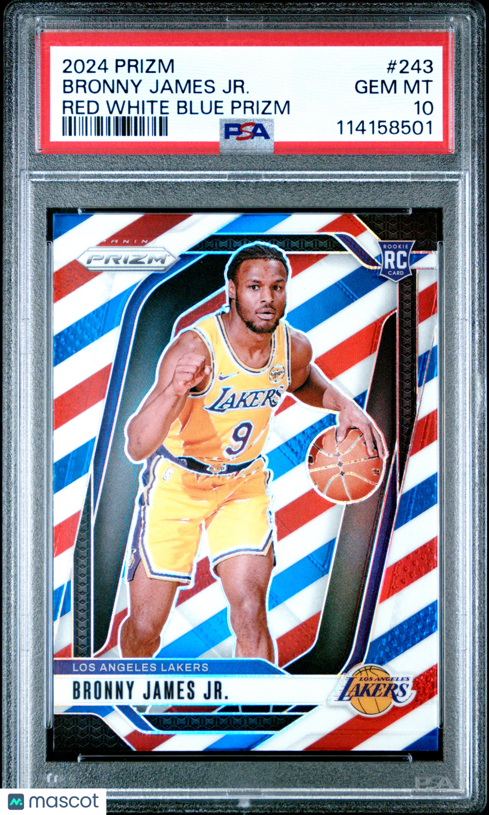 2024 Panini Prizm Bronny James Jr. Red White Blue Prizm PSA 10