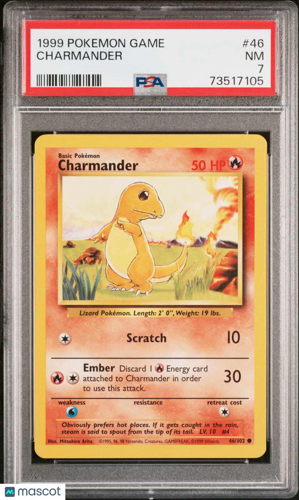 1999 Pokemon Game Charmander PSA 7