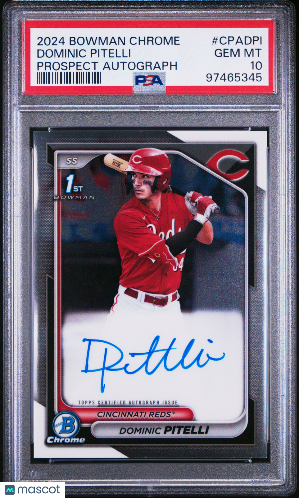 2024 Bowman Chrome Prospect Autographs Dominic Pitelli Prospect Autograph PSA 10