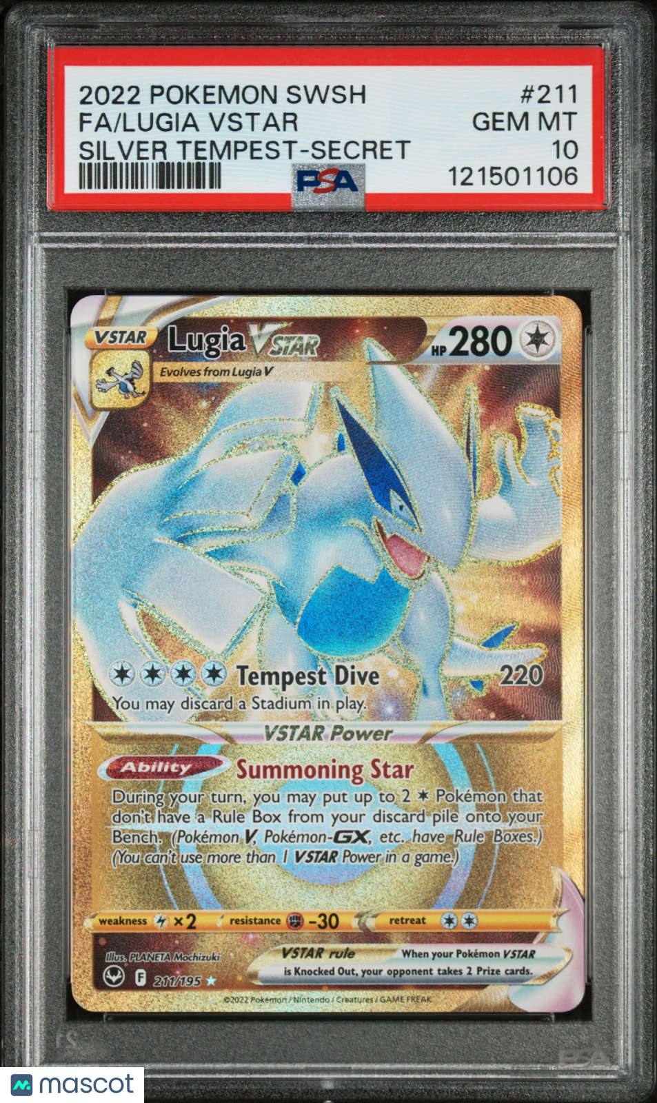 2022 Pokemon Sword &amp; Shield Silver Tempest Fa/Lugia Vstar Secret PSA 10