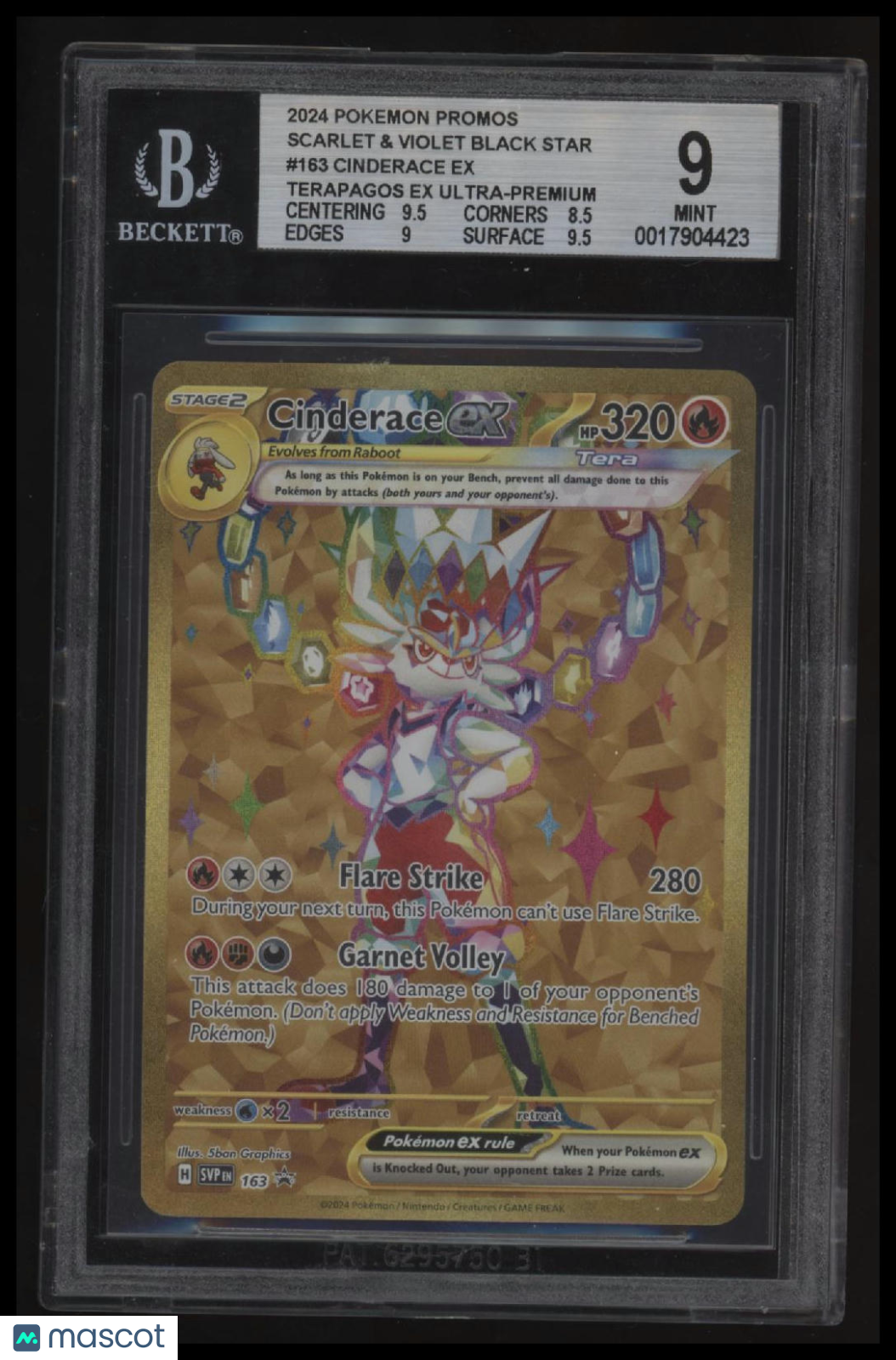 2024 Pokemon Scarlet & Violet Black Star Promos Cinderace ex BGS 9.0