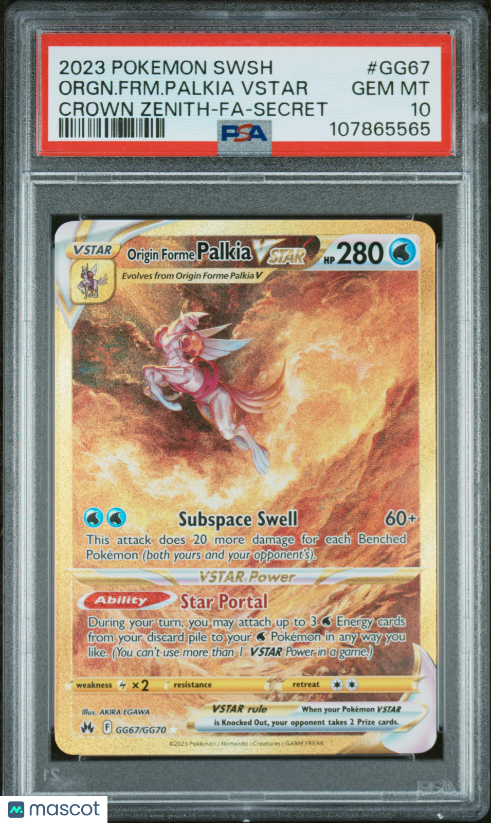 2023 Pokemon Sword And Shield Crown Zenith Orgn.Frm.Palkia Vstar Secret PSA 10