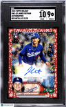 2023 Topps Holiday James Outman Auto. Red Metallic SGC 9
