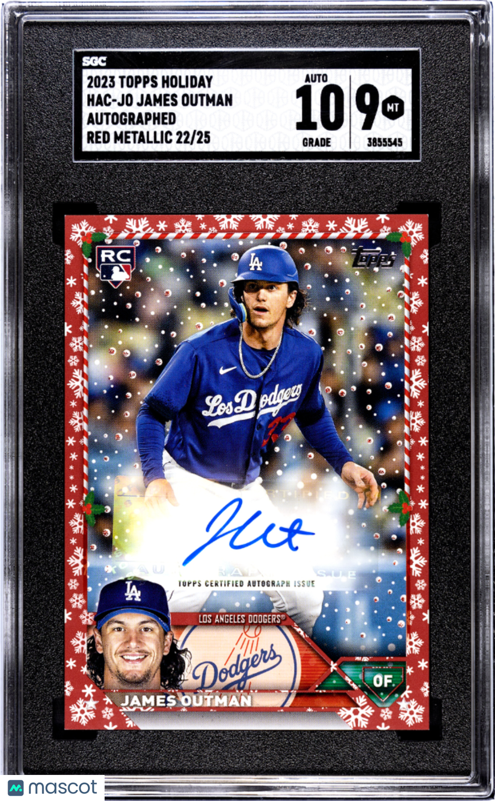 2023 Topps Holiday James Outman Auto. Red Metallic SGC 9
