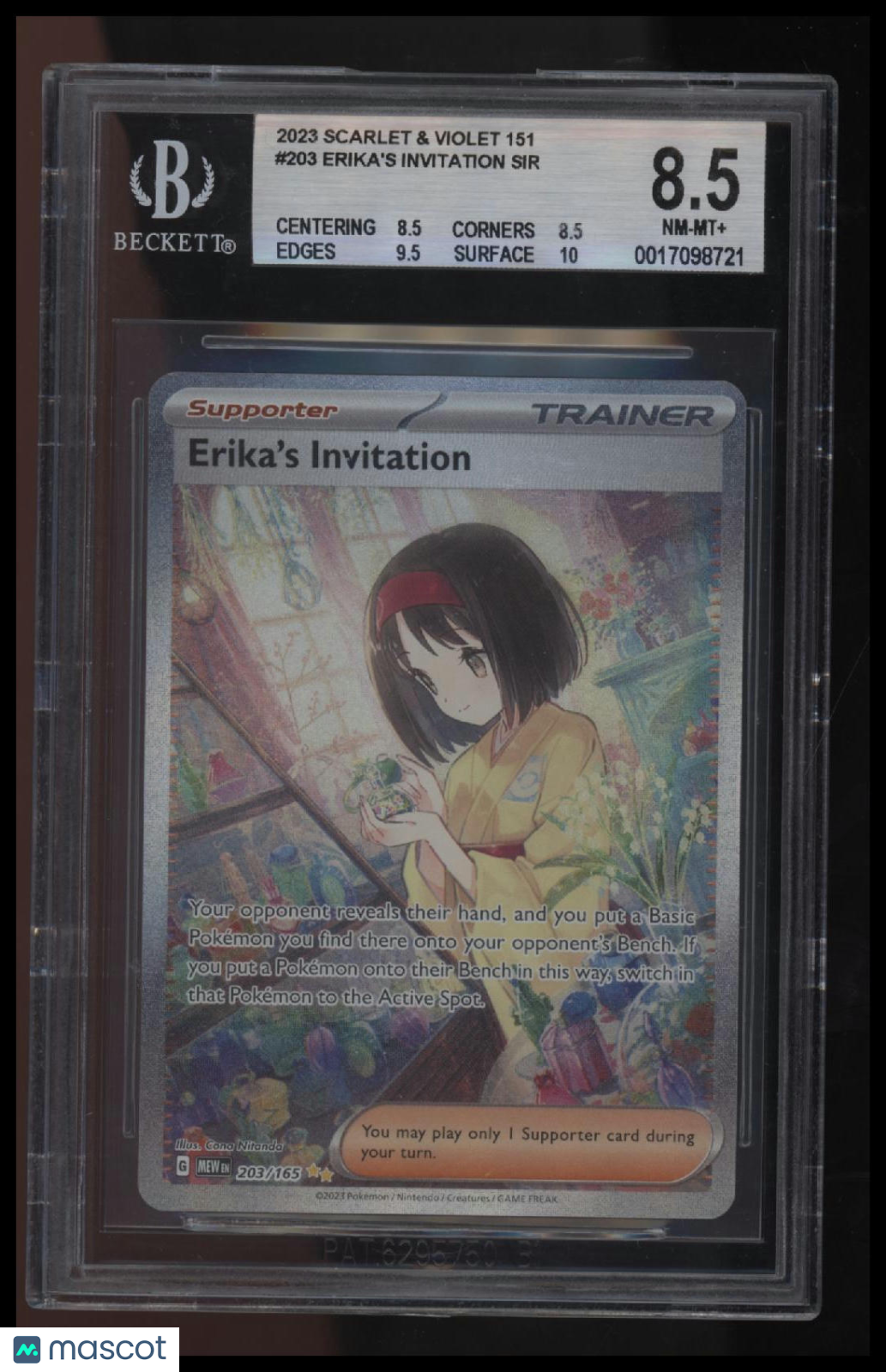 2023 Pokemon Scarlet and Violet 151 Erika&#39;s Invitation SIR BGS 8.5