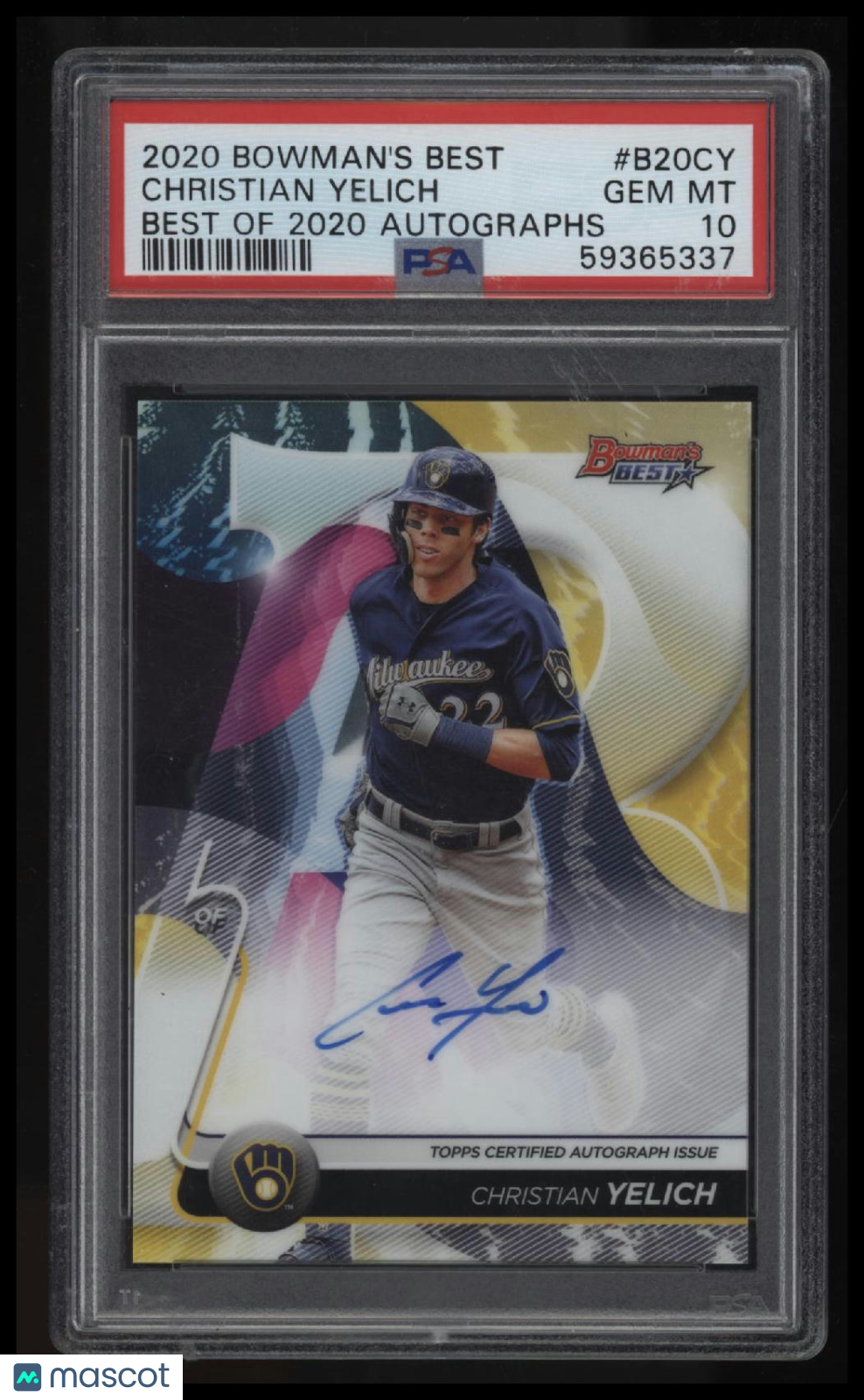 2020 Bowman&#39;S Best Best Of 2020 Autographs Christian Yelich Autographs PSA 10