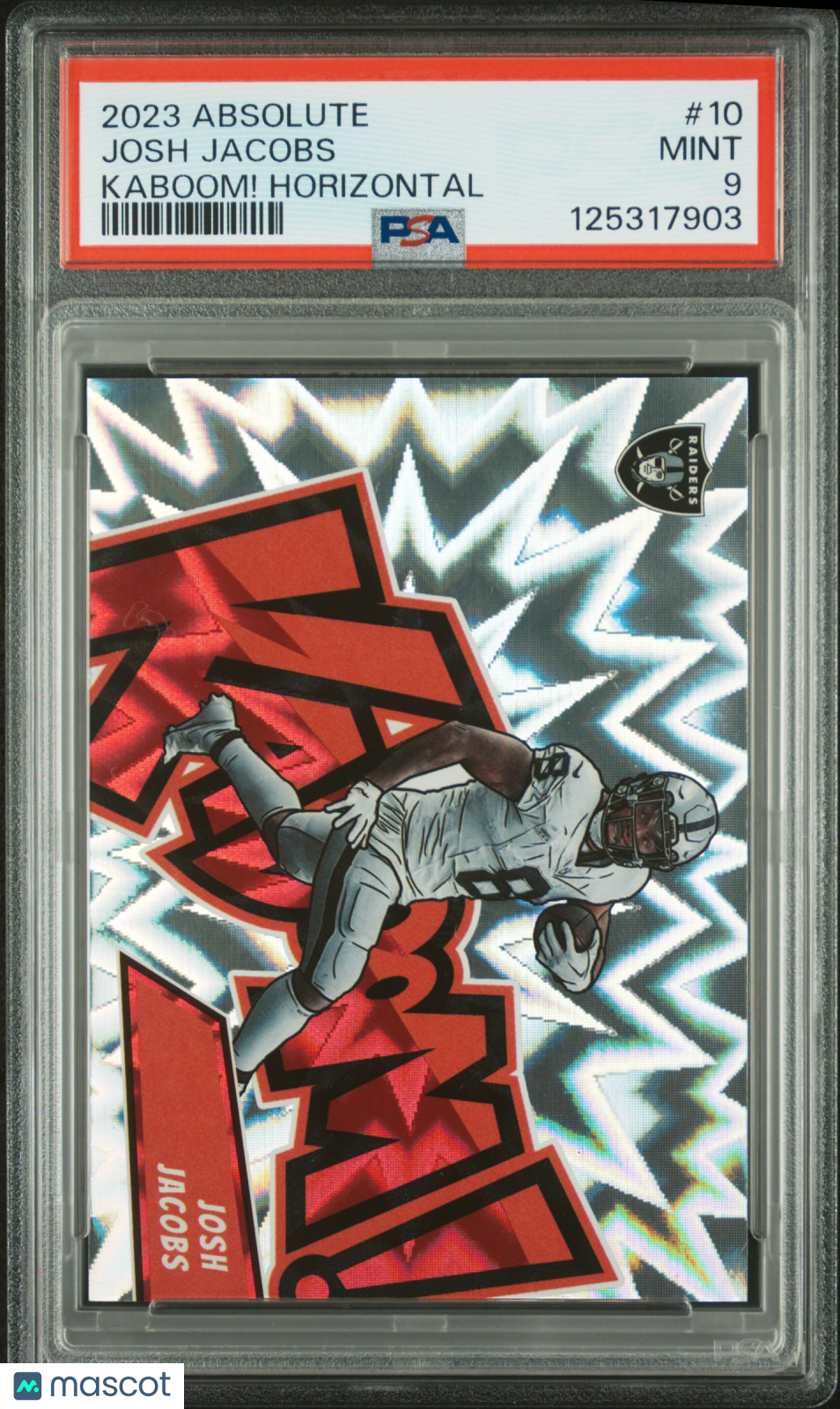 2023 Panini Absolute Kaboom! Horizontal Josh Jacobs PSA 9