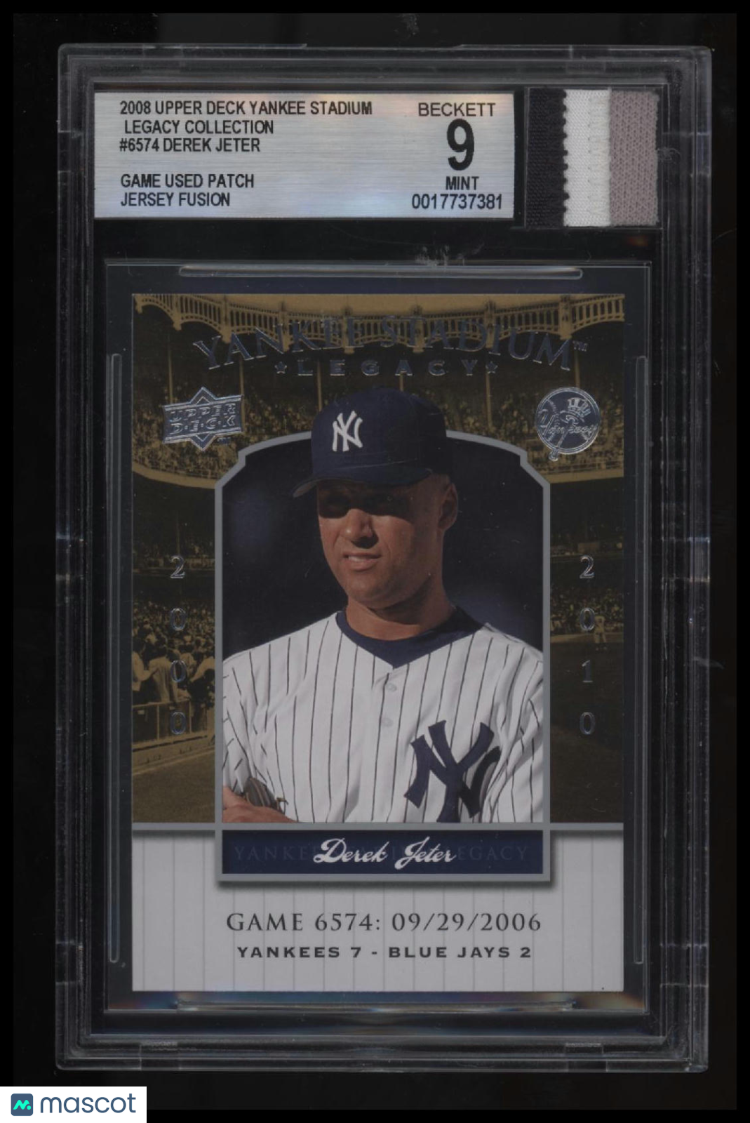 2008 Upper Deck Yankee Stadium Legacy Collection Derek Jeter BGS 9.0