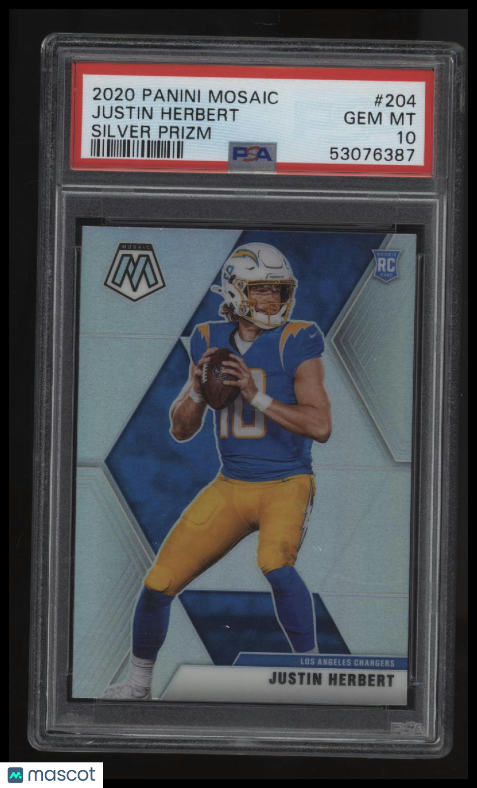 2020 Panini Mosaic Justin Herbert Silver Prizm PSA 10