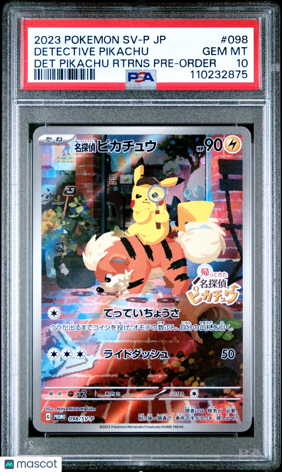 2023 Pokemon Japanese Sv-P Promo Detective Pikachu Rtrns Pre-Order PSA 10