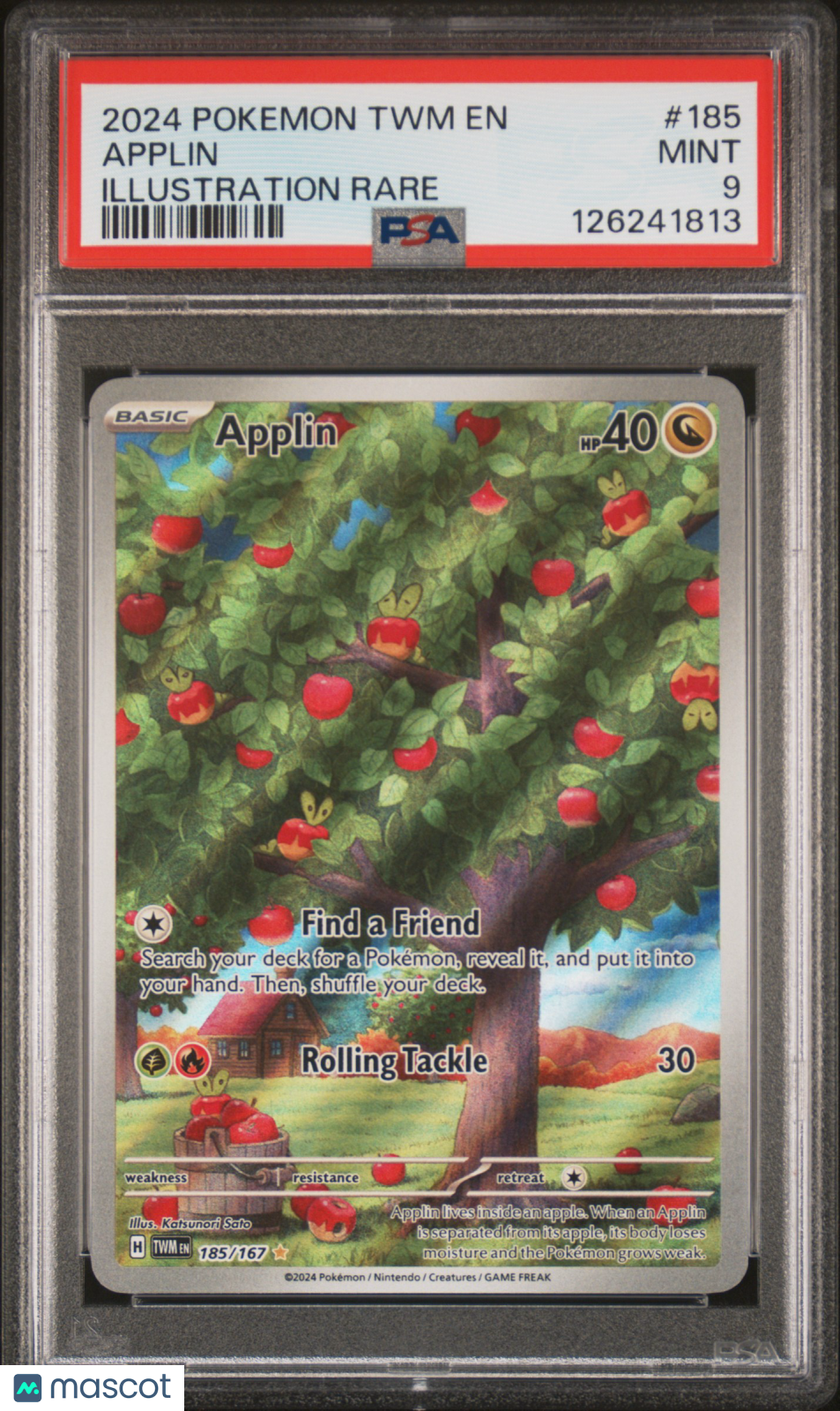 2024 Pokemon Twm En-Twilight Masquerade Applin Illustration Rare PSA 9