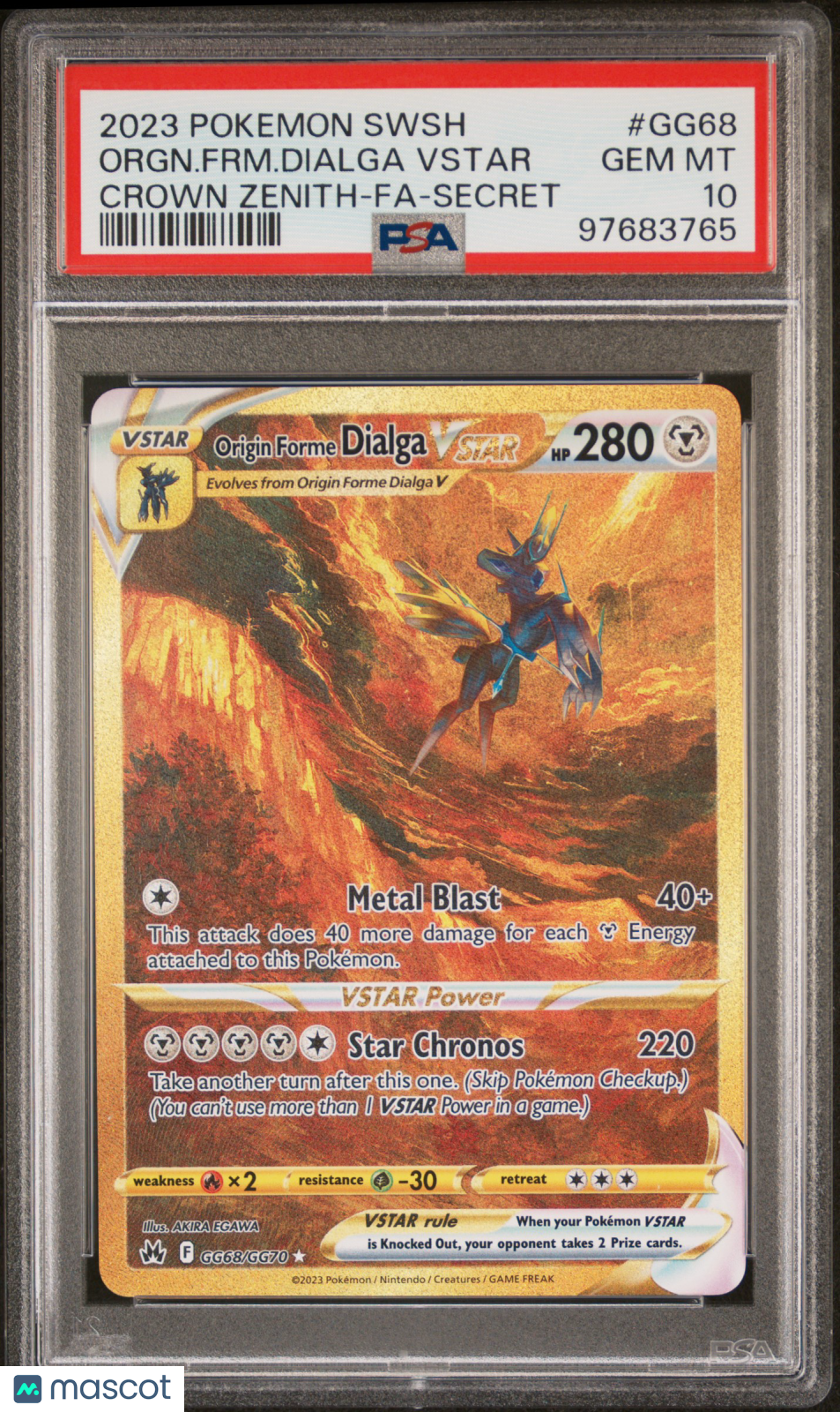 2023 Pokemon Sword And Shield Crown Zenith Orgn.Frm.Dialga Vstar Secret PSA 10