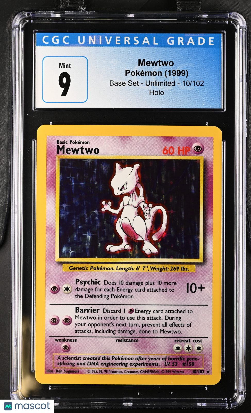 1999 Base Set Mewtwo CGC 9