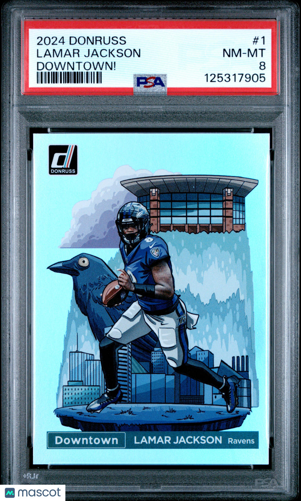 2024 Panini Donruss Downtown! Lamar Jackson PSA 8