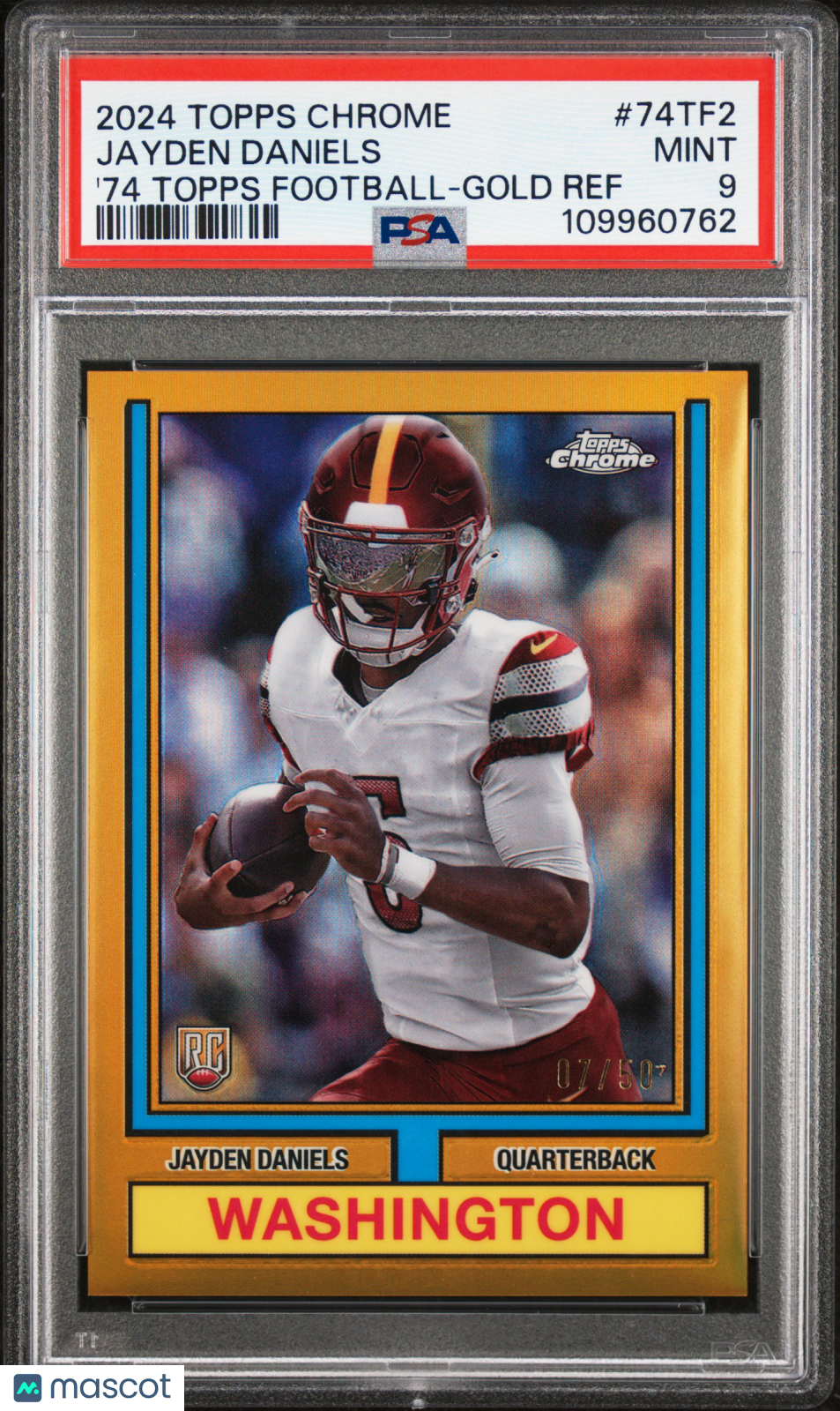 2024 Topps Chrome 1974 Topps Football Jayden Daniels 1974 Gold Ref PSA 9
