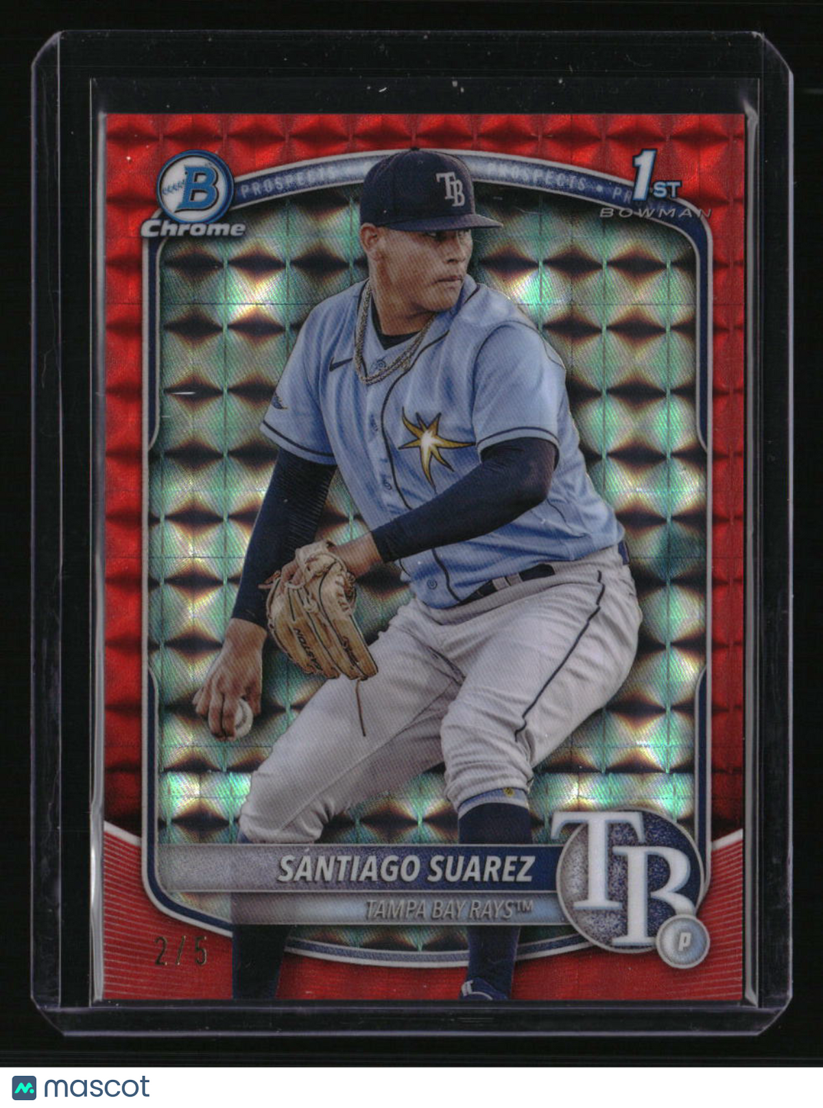 2025 Bowman Santiago Suarez Chrome Prospects Red Geometric Refractor #/5