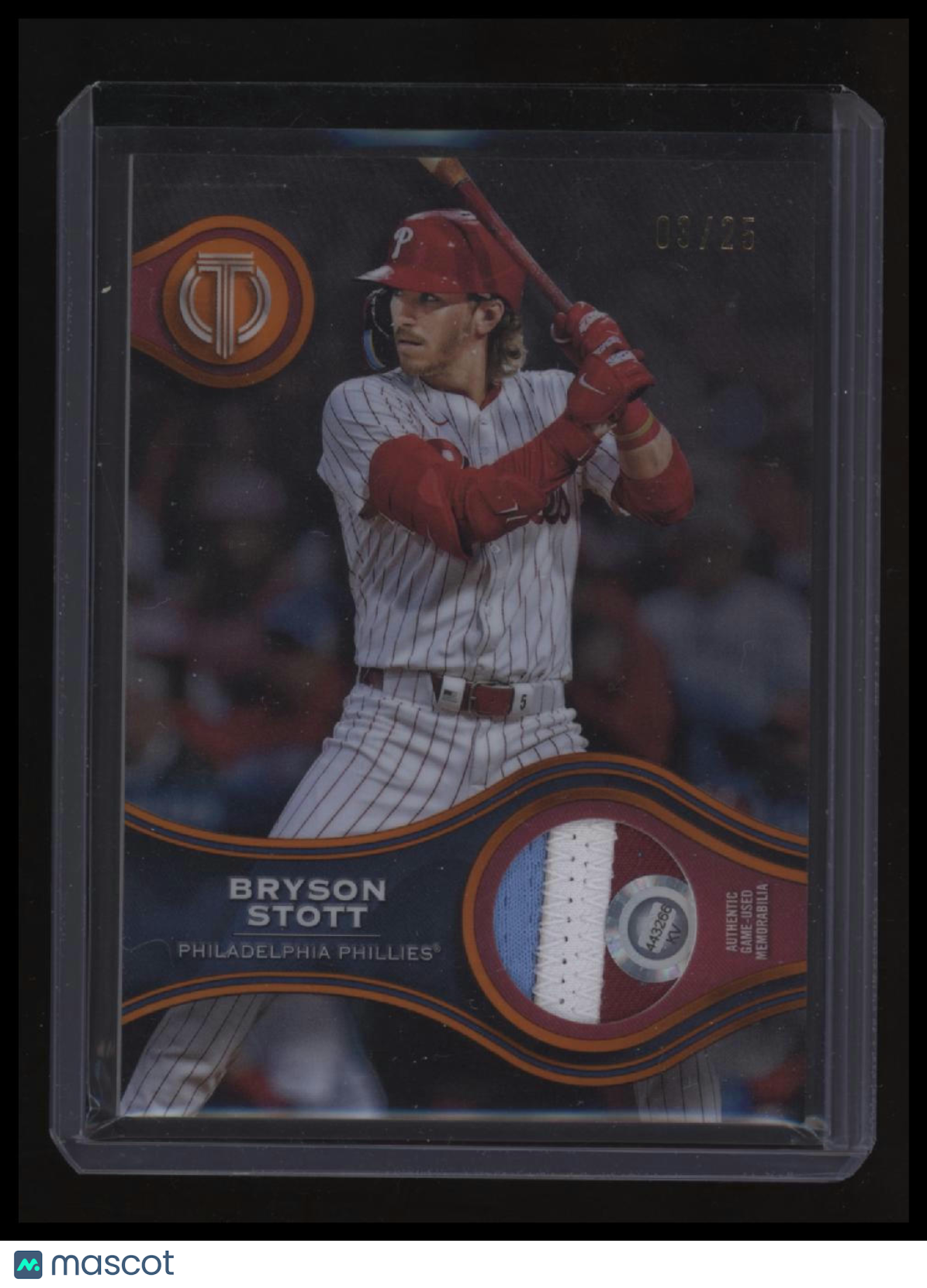 2025 Topps Tribute Bryson Stott Stamp of Approval Orange #/25