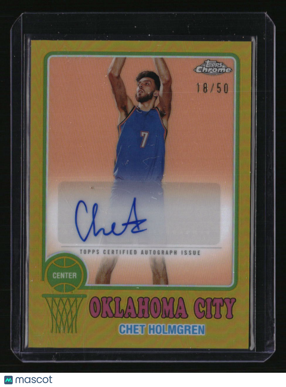 2024-25 Topps Chrome Chet Holmgren 1973 Topps Autographs Gold Refractor #/50