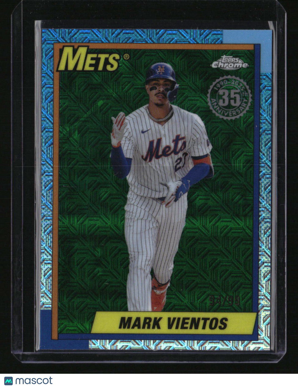 2025 Topps Mark Vientos 35th Anniversary Chrome Green Mojo Refractors #/99