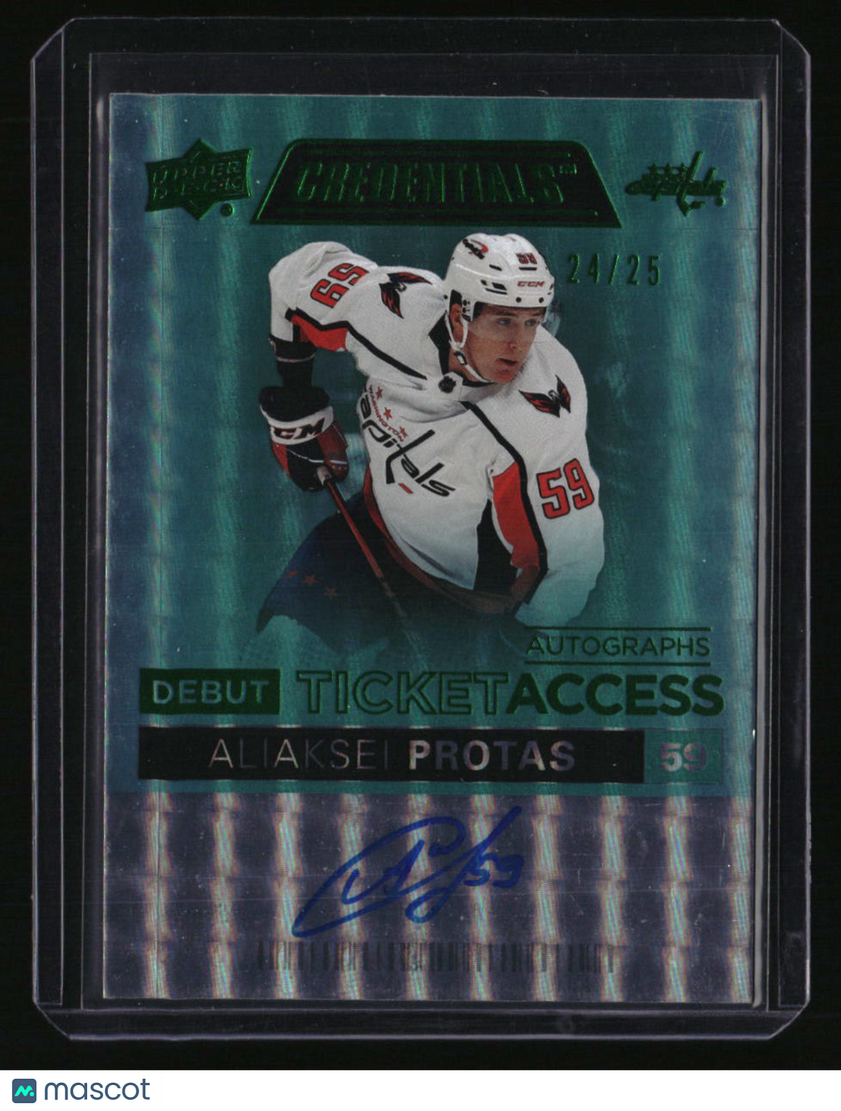 2021-22 Credentials Aliaksei Protas Debut Ticket Access Autos Green #/25