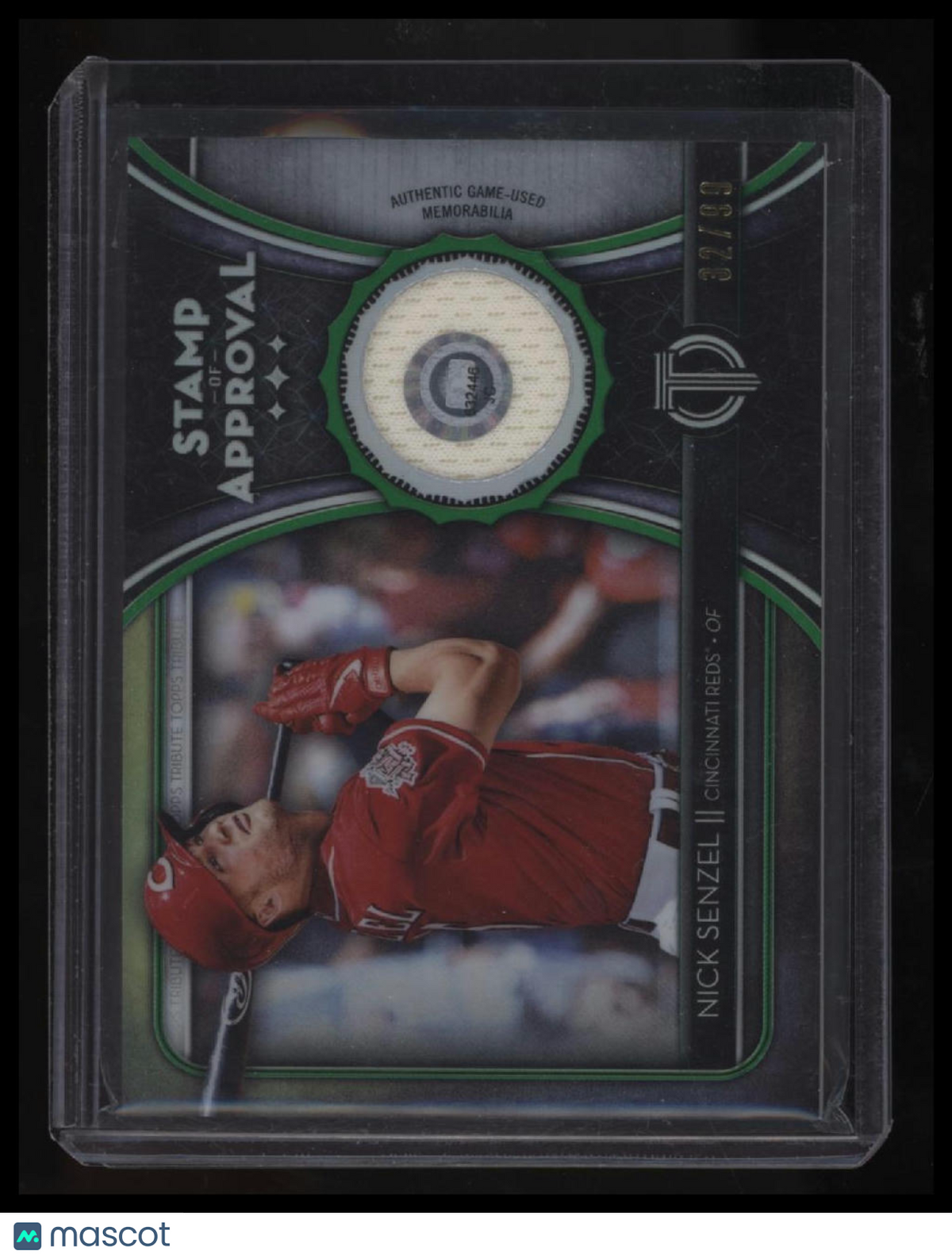 2020 Topps Tribute Nick Senzel Stamp of Approval Relics Green #/99
