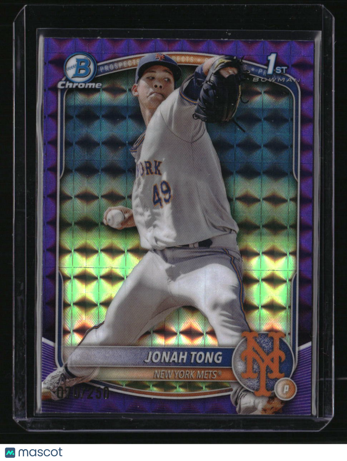 2025 Bowman Jonah Tong Chrome Prospects Purple Geometric Refractor #/250