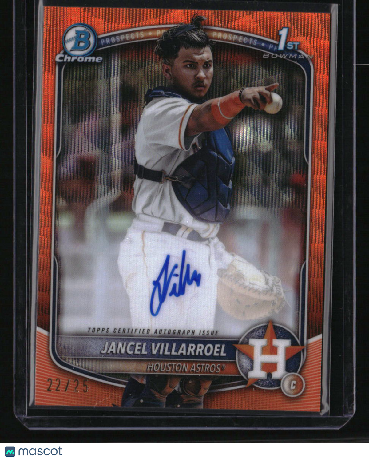 2025 Bowman Jancel Villarroel Chrome Prospects Auto Orange Wave Refractor #/25