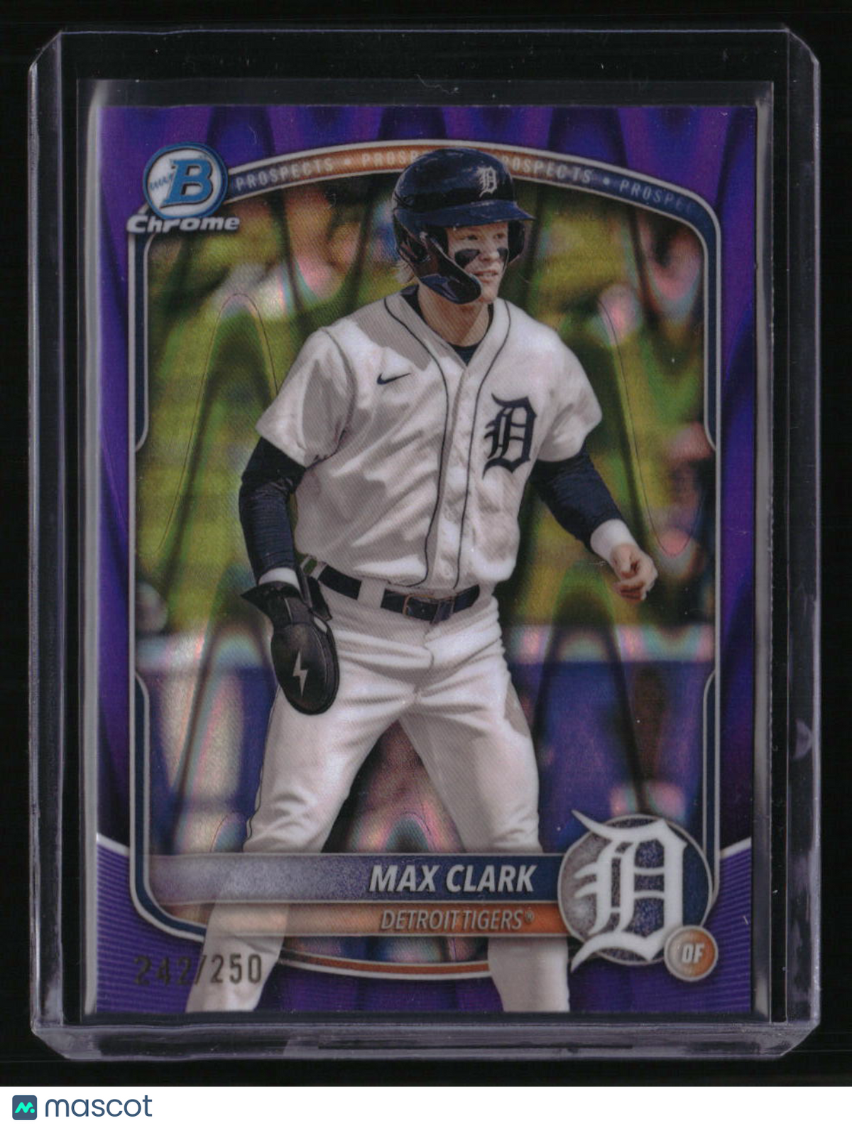 2025 Bowman Max Clark Chrome Prospects Purple Raywave Refractor #/250