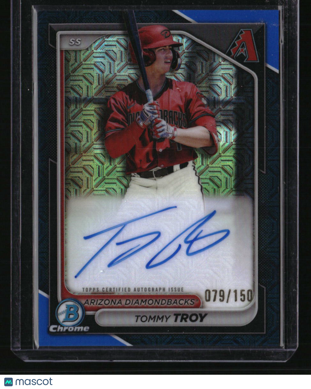 2024 Bowman Tommy Troy Chrome Prospects Autographs Mojo Blue Refractors #/150