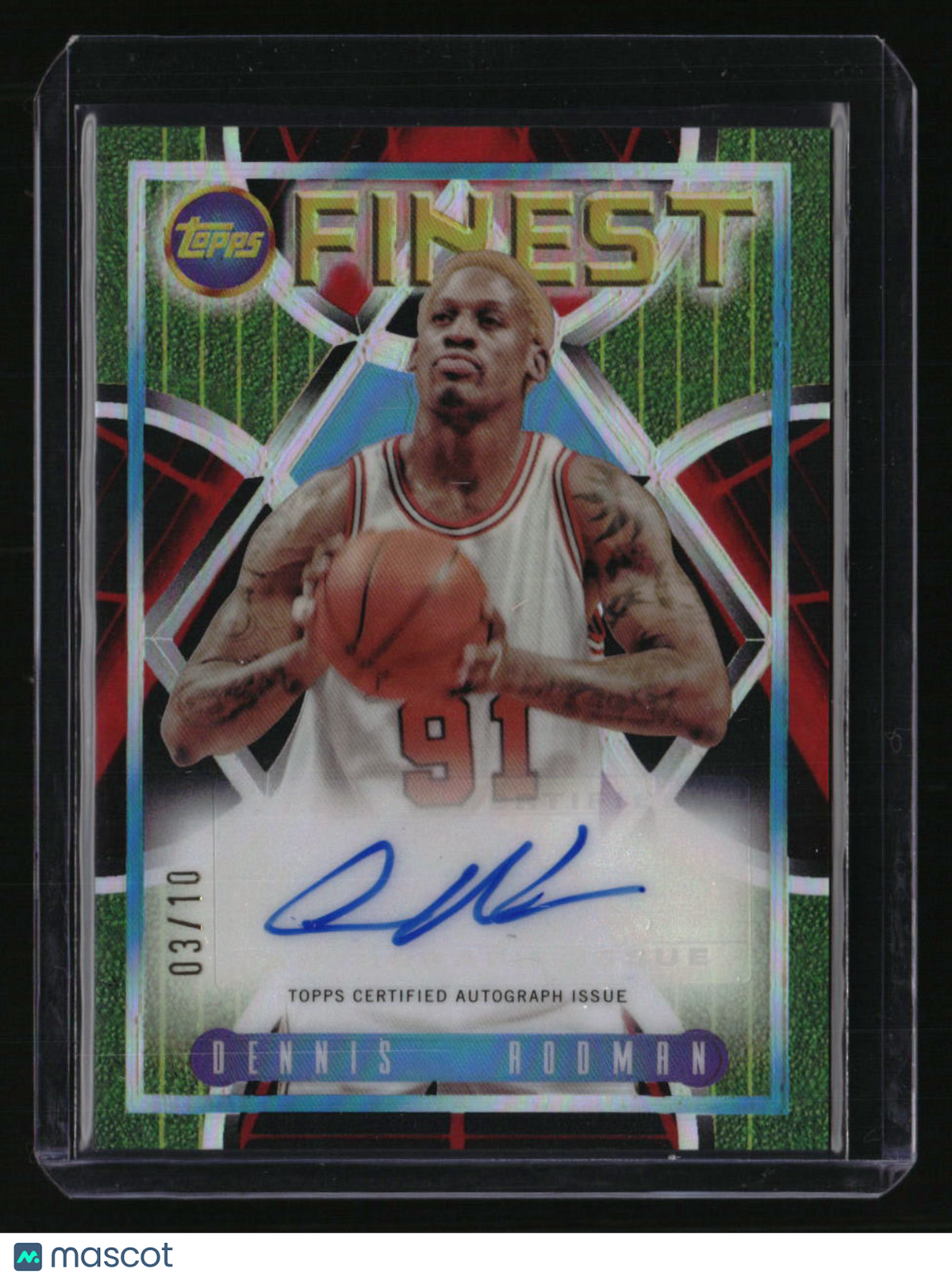 2023-24 Finest Dennis Rodman Flashback Autographs Red &amp; Black Refractors #/10
