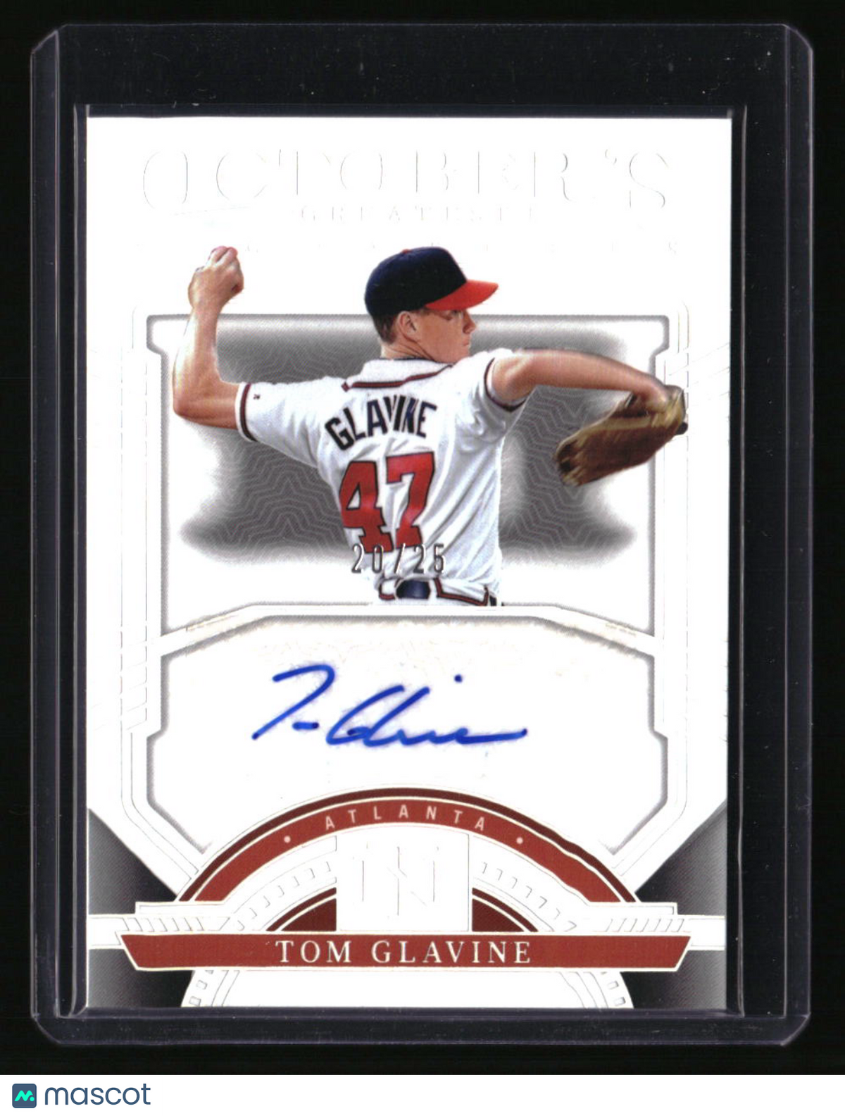 2024 National Treasures Tom Glavine October&#39;s Greatest Signatures Silver #/25