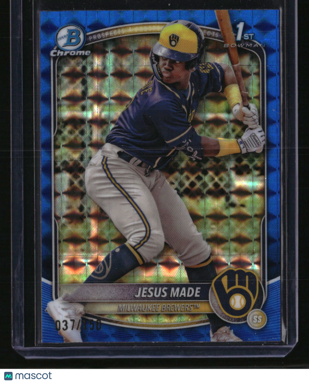 2025 Bowman Jesus Made Chrome Prospects Blue Geometric Refractor #/150