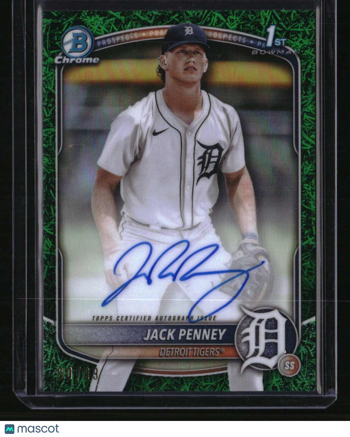 2025 Bowman Jack Penney Chrome Prospects Autographs Green Grass Refractor #/99
