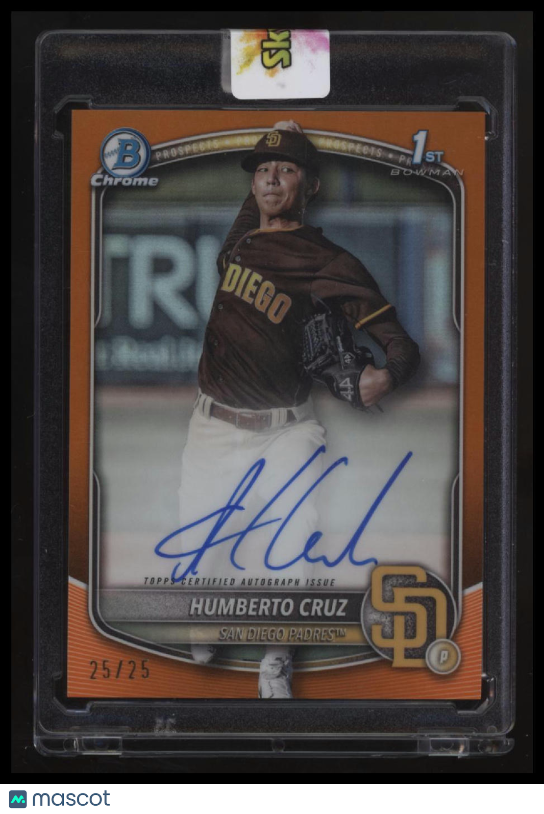 2025 Bowman Humberto Cruz Chrome Prospects Autographs Orange Refractor #/25