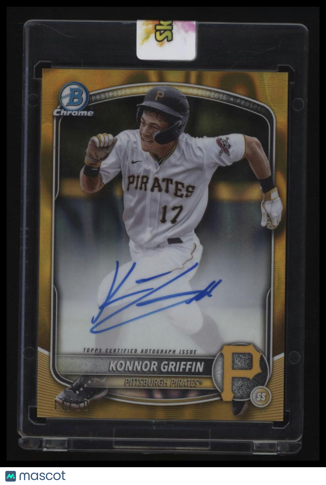 2025 Bowman Konnor Griffin Chrome Prospects Autographs Gold Lava Refractor #/50
